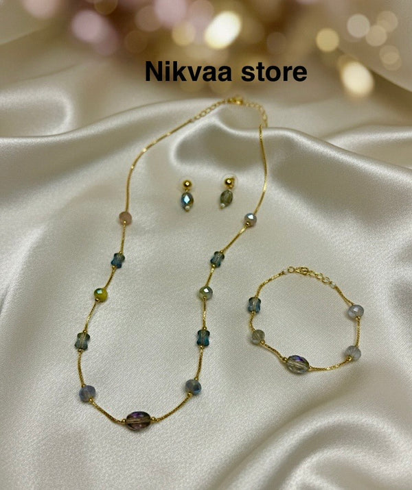 CRYSTAL BEADS & PEARLS BEADS NECKLACE CK-08