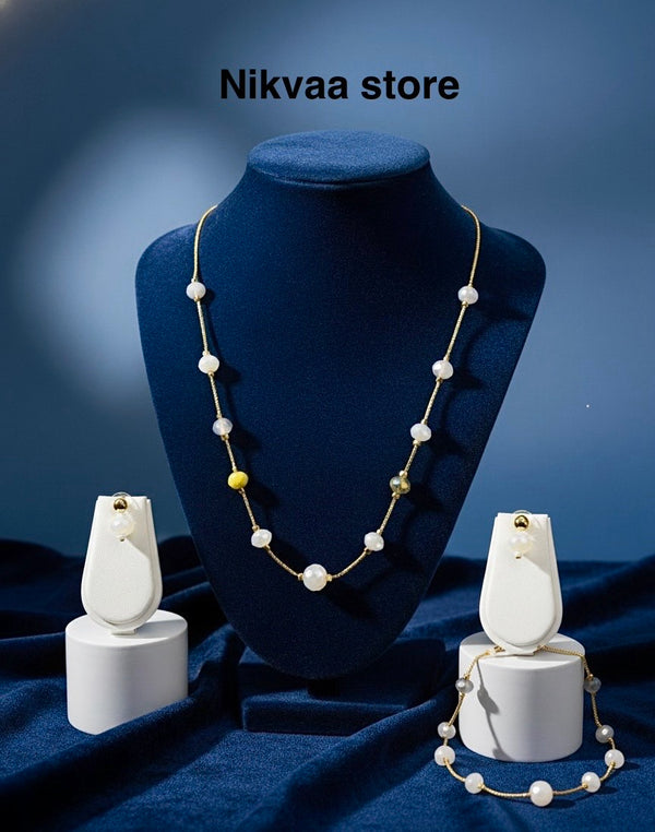CRYSTAL BEADS & PEARLS BEADS NECKLACE CK-09