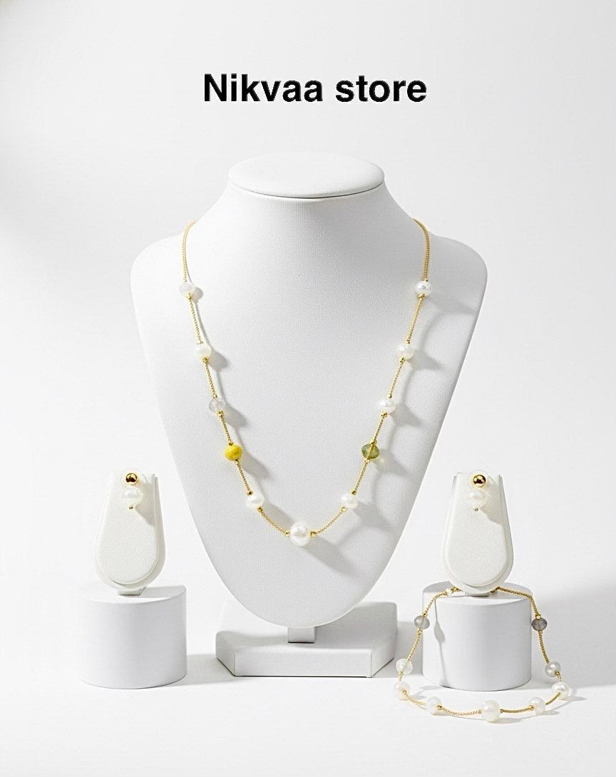 CRYSTAL BEADS & PEARLS BEADS NECKLACE CK-09