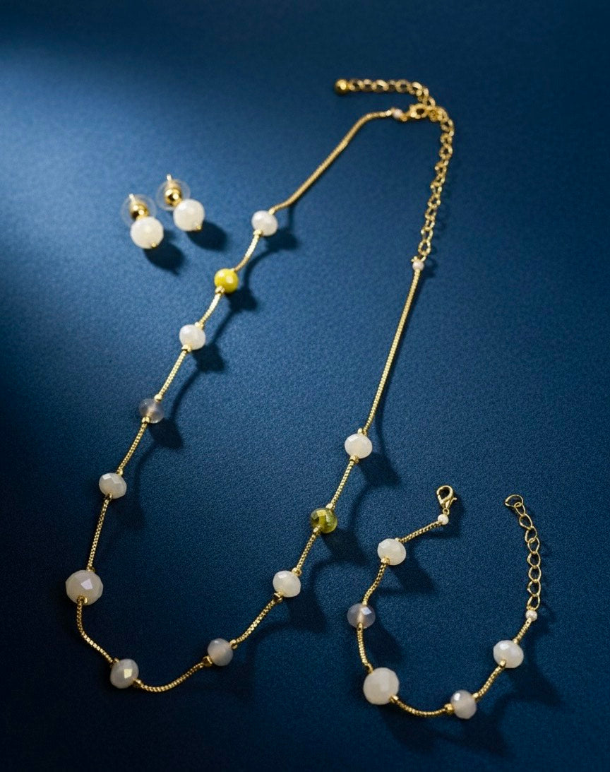 CRYSTAL BEADS & PEARLS BEADS NECKLACE CK-09