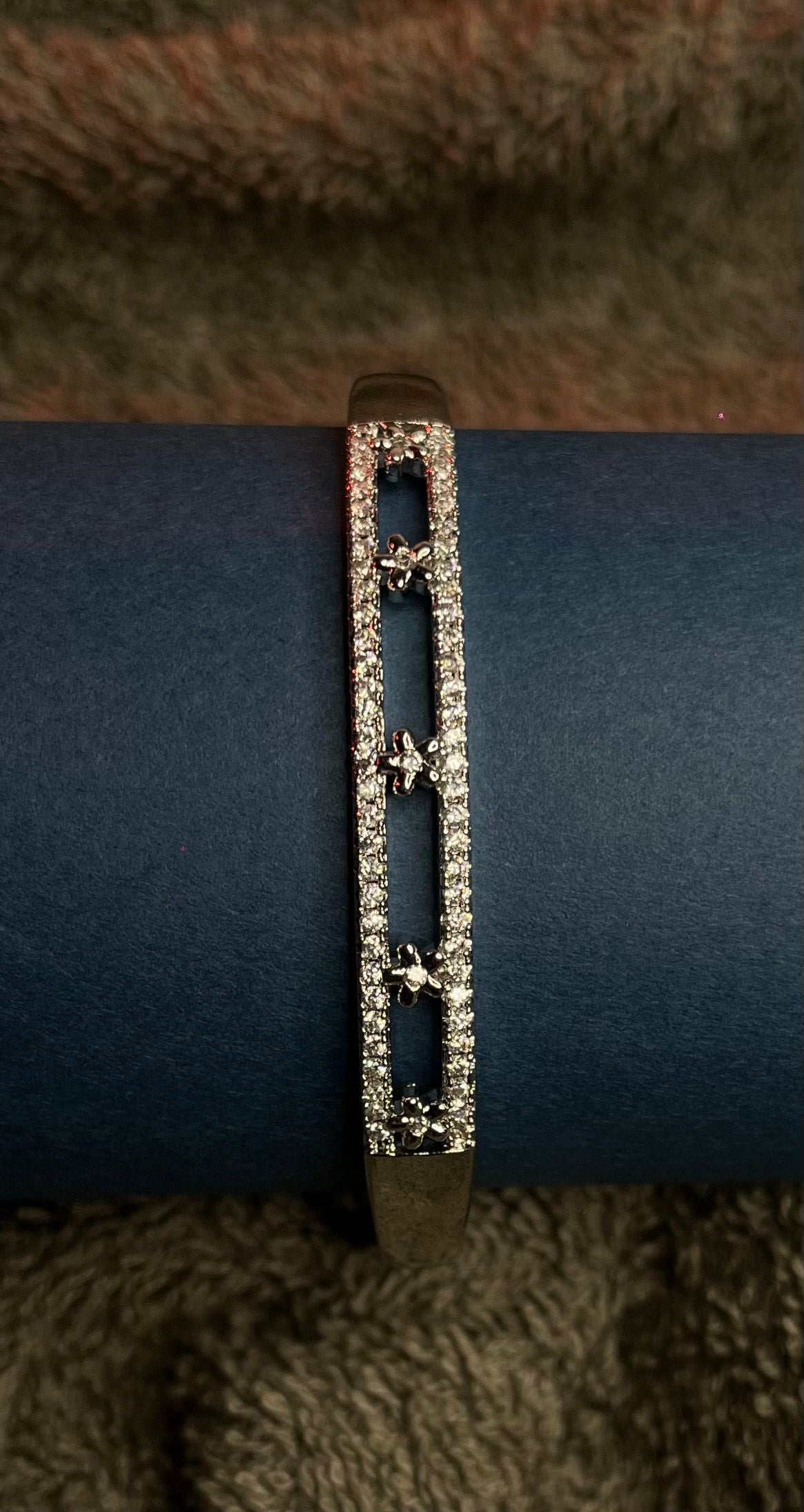 Elegant Silver Crystal Studded Bangle for Women