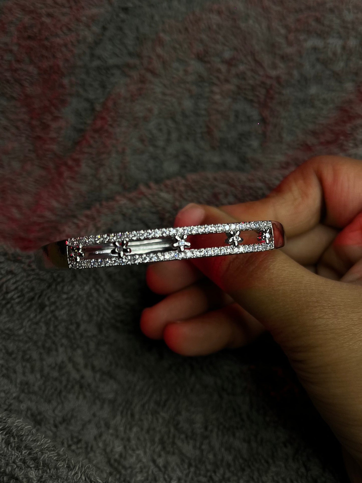 Elegant Silver Crystal Studded Bangle for Women