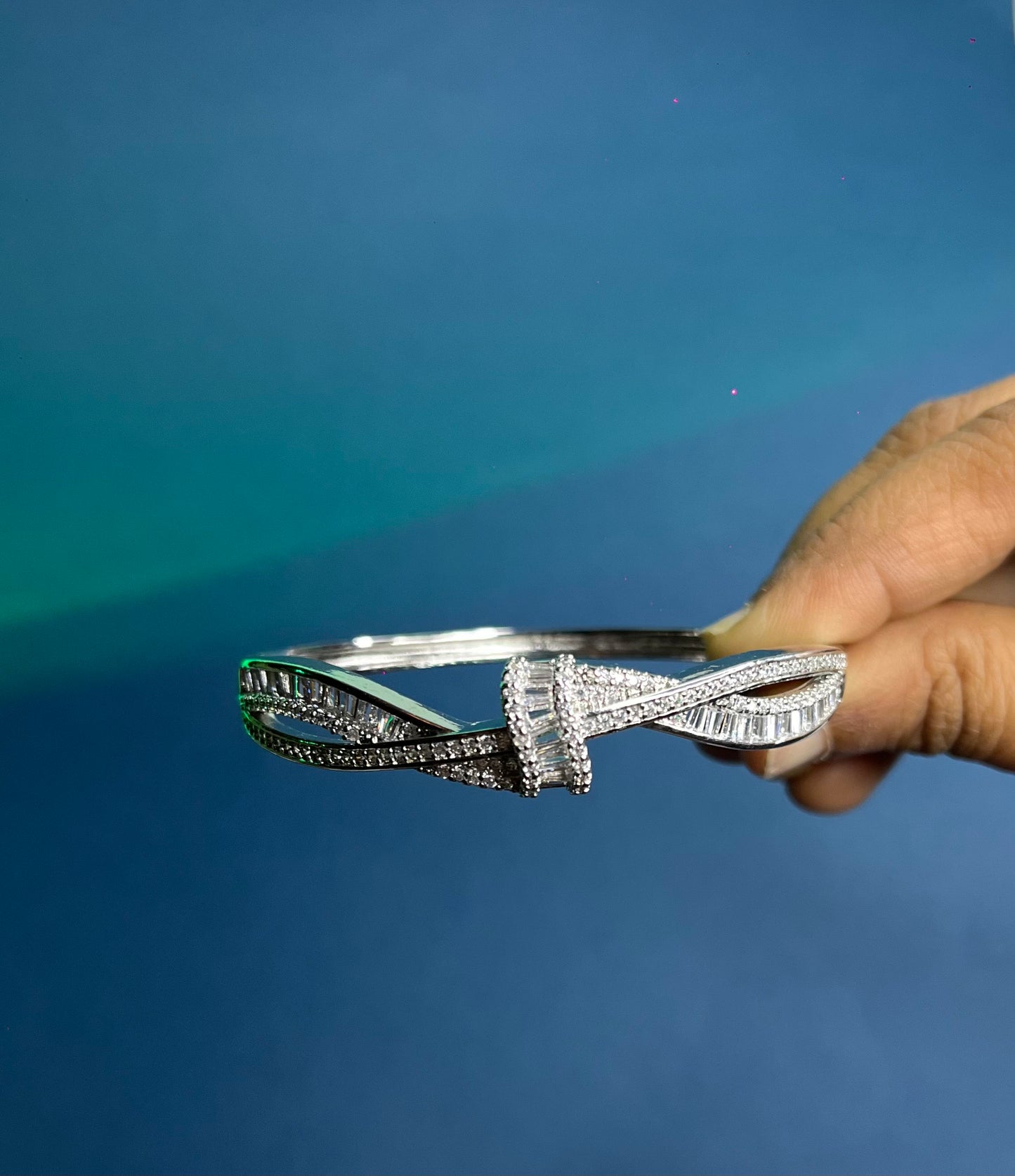 Infinity Knot Silver-Plated Diamond Bracelet for Women
