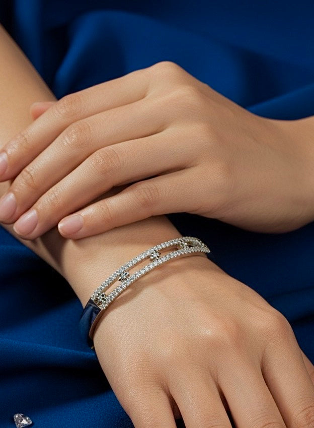 Elegant Silver Crystal Studded Bangle for Women