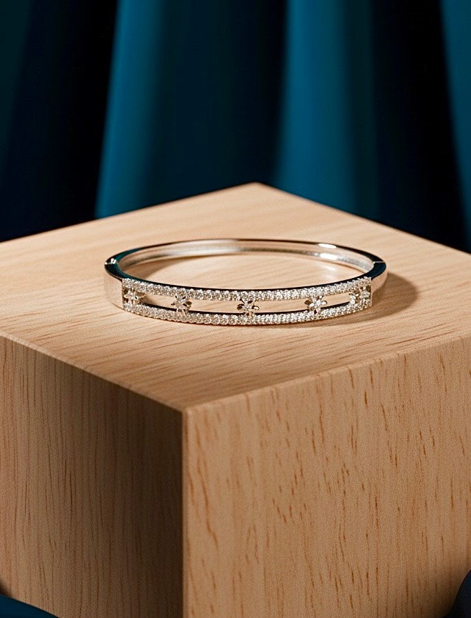 Elegant Silver Crystal Studded Bangle for Women