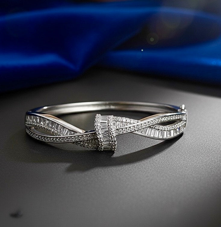 Infinity Knot Silver-Plated Diamond Bracelet for Women