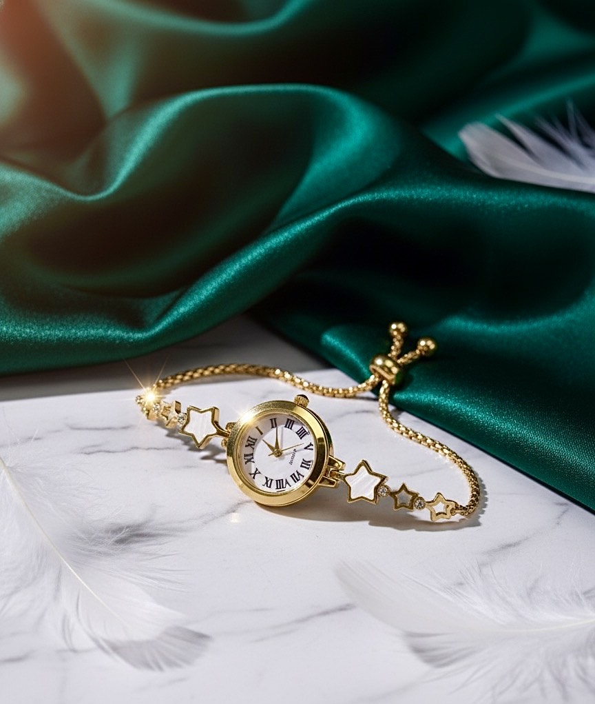 Stunning Gold Star Watch Bracelet – Celestial Elegance