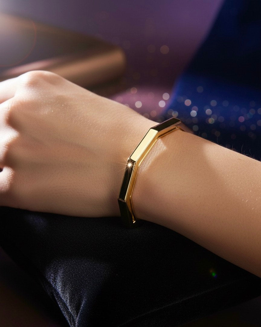 Stylish Gold Geometric Cuff Bracelet – Modern Edge