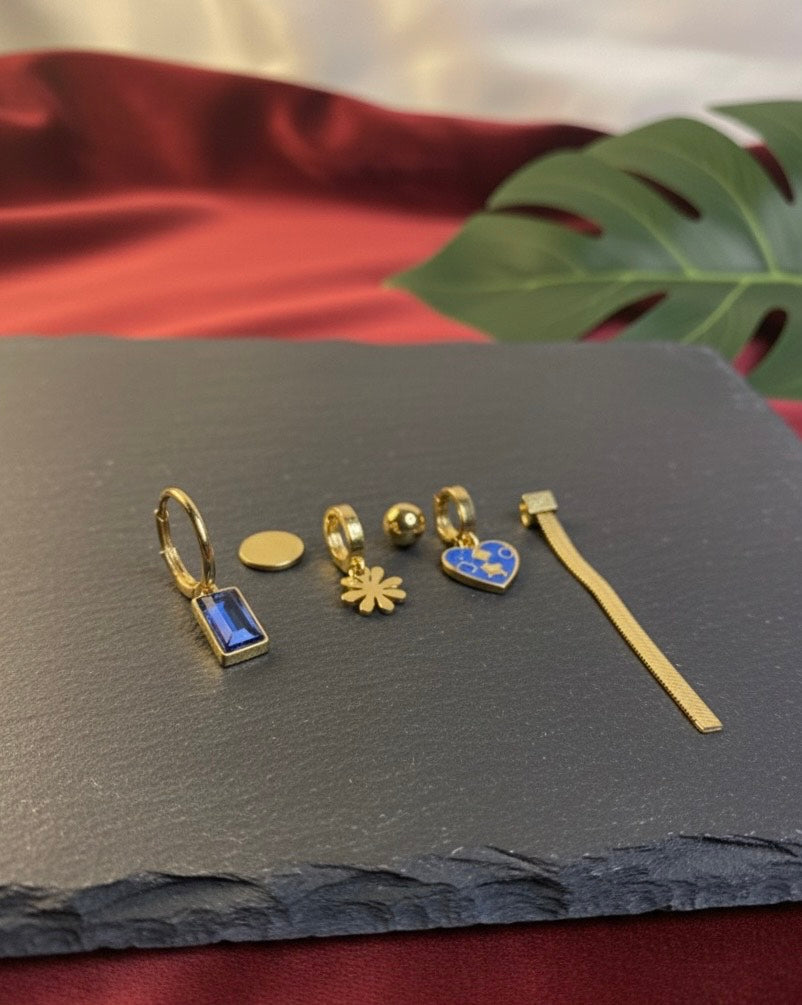 Trendy Gold Mixed Earring Set – Versatile Style