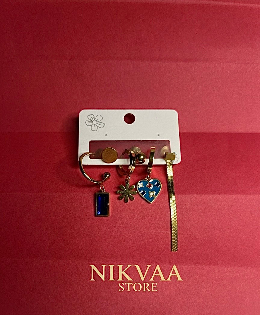Trendy Gold Mixed Earring Set – Versatile Style