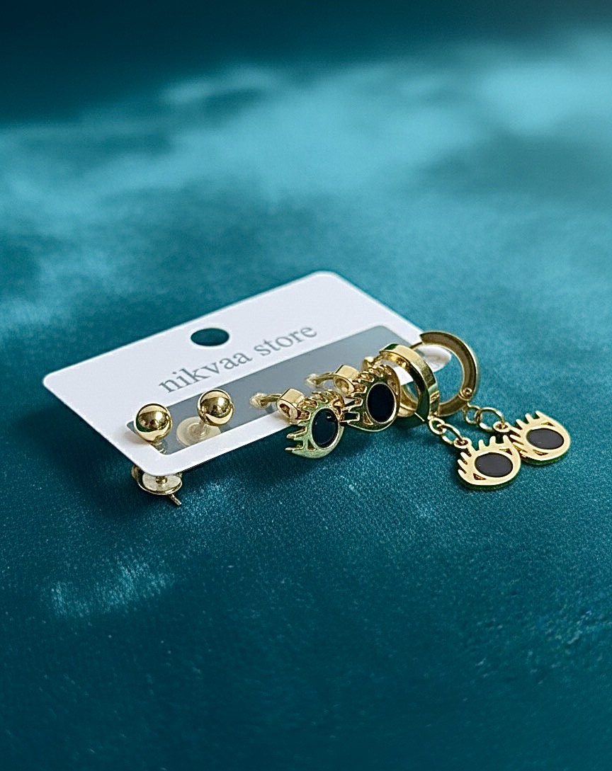 Unique Gold Eye Earring Set – Bold Statement