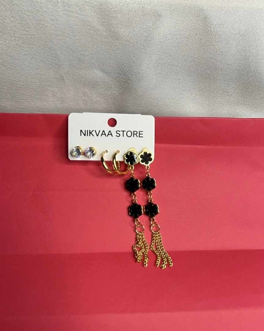 Stunning Gold Flower Drop Earring Set – Elegant Variety