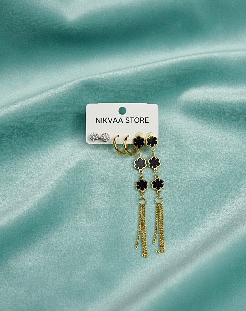 Stunning Gold Flower Drop Earring Set – Elegant Variety