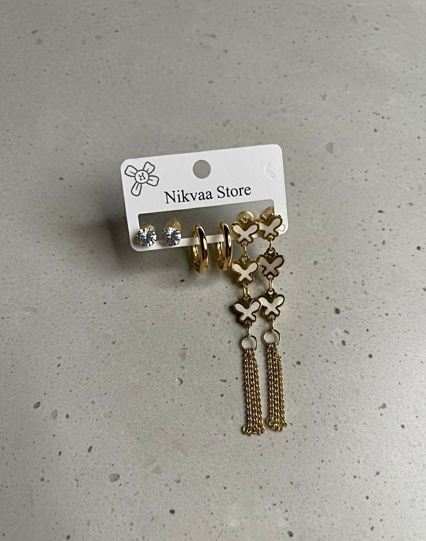 Glamorous Gold Butterfly Earring Set – Neon Vibes