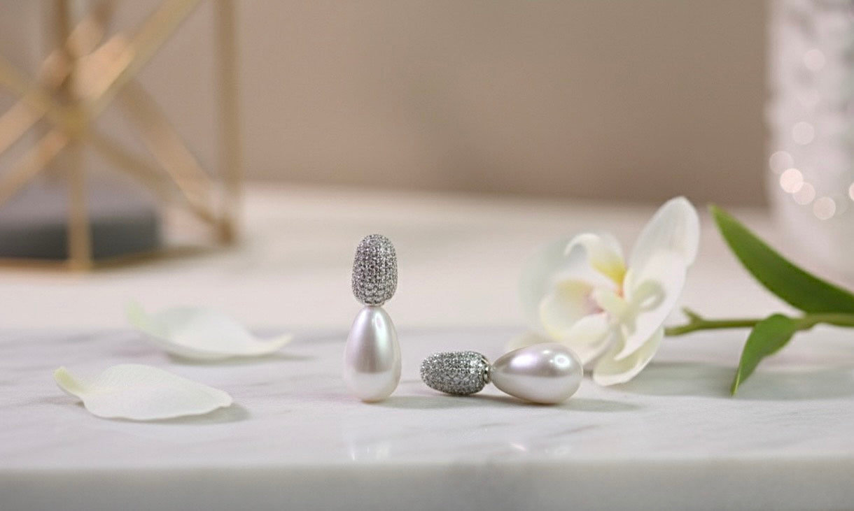 Classic Silver-Tone Pearl Drop Earrings - Imitation Luxe Design