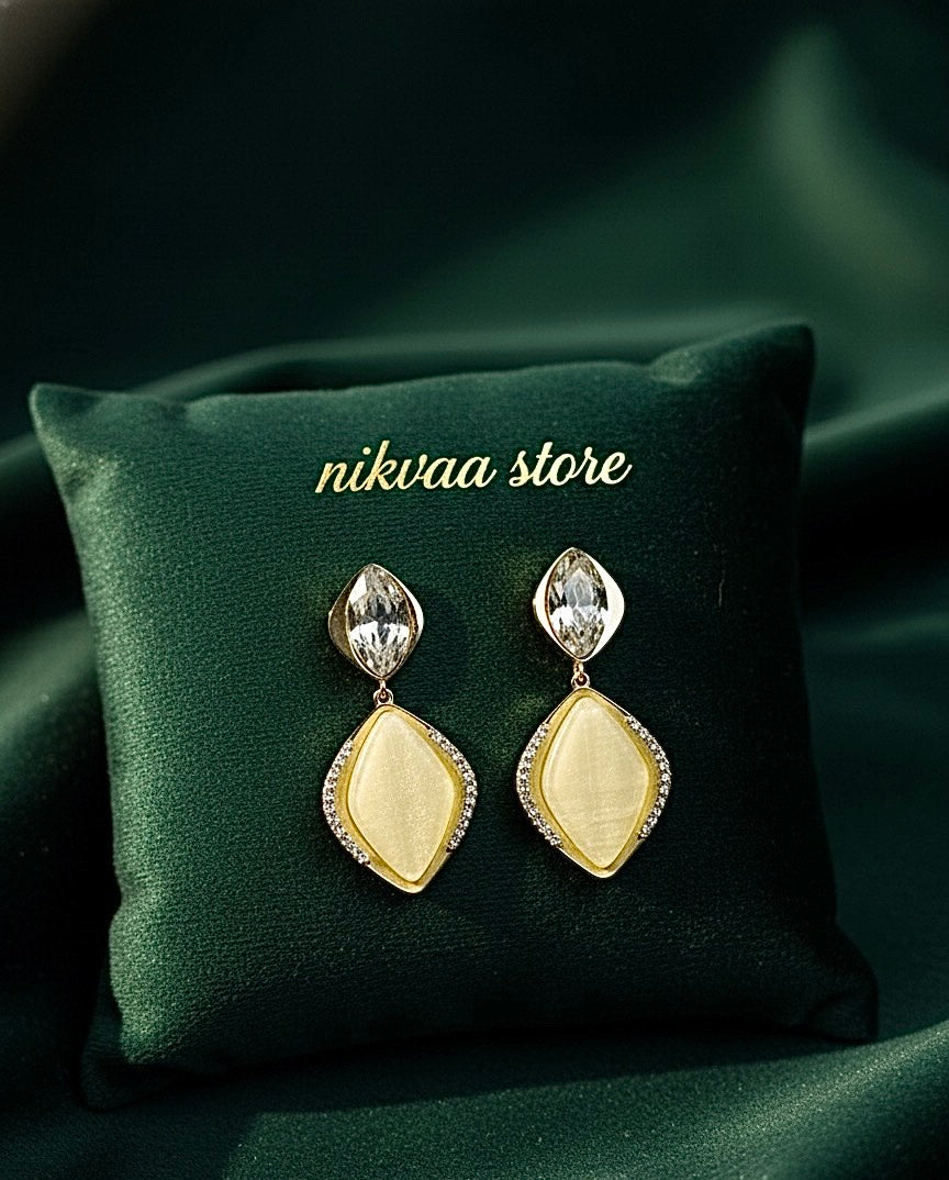 Gold Marquise Drop Earrings with Mother-of-Pearl