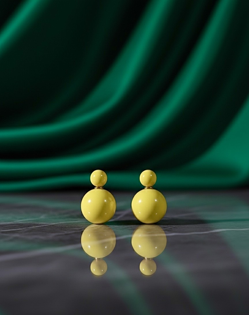 Yellow Double-Ball Stud Earrings