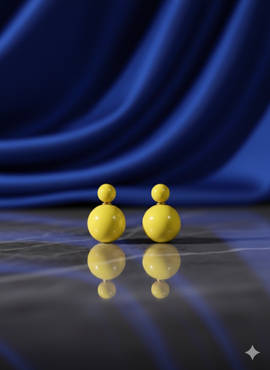 Yellow Double-Ball Stud Earrings