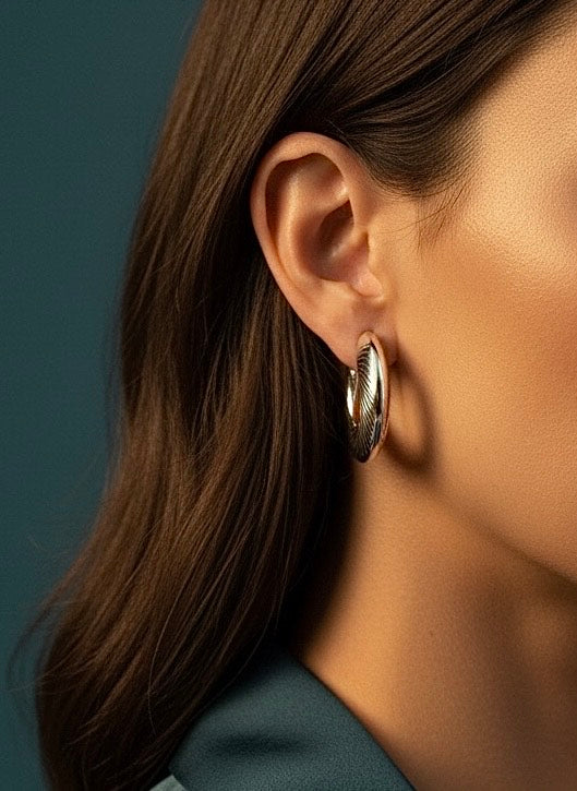 Elegant Silver Textured Hoop Earrings