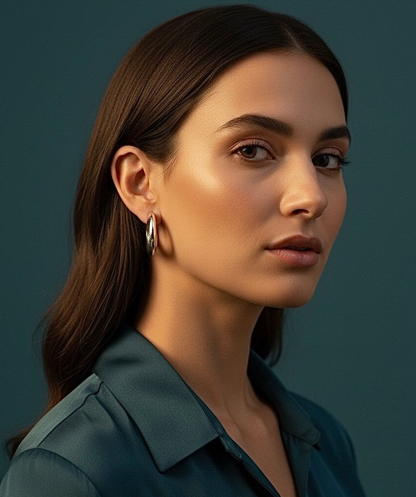 Elegant Silver Textured Hoop Earrings