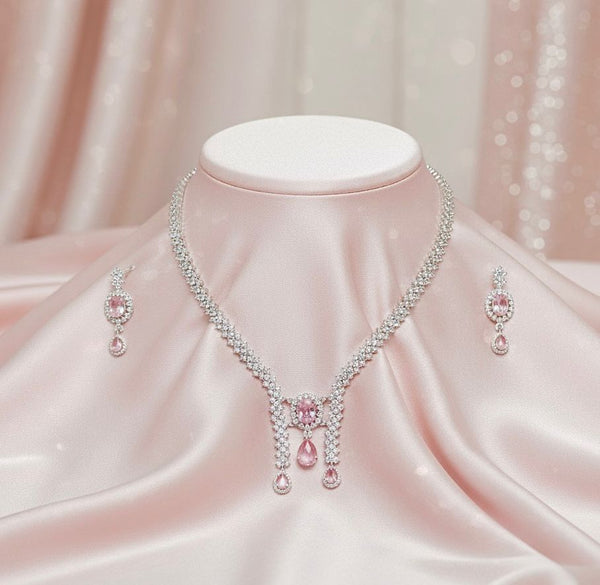 ORIGINAL AD NECKLACE WITH EARRING AD934BABYPINK