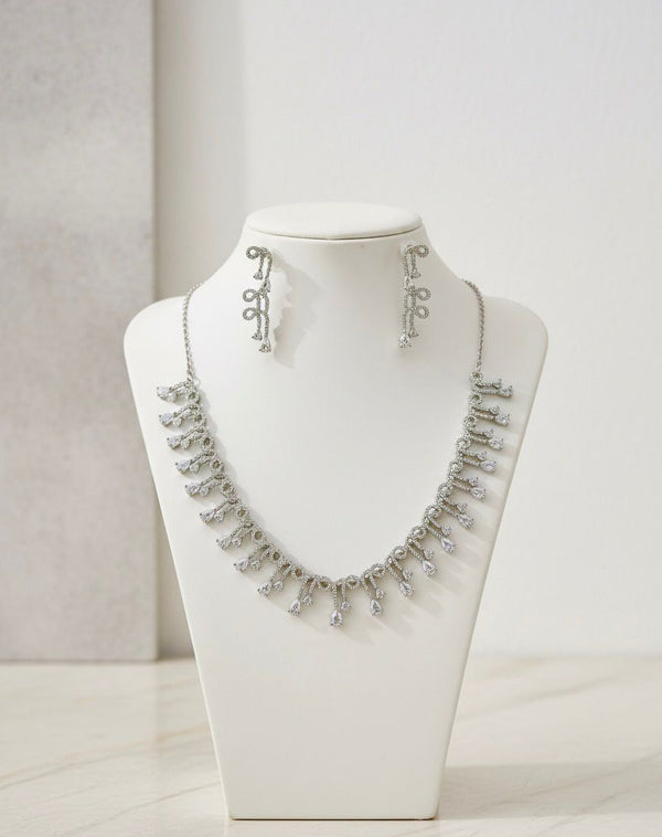 ORIGINAL AD NECKLACE WITH EARRINGS AD866WHITE