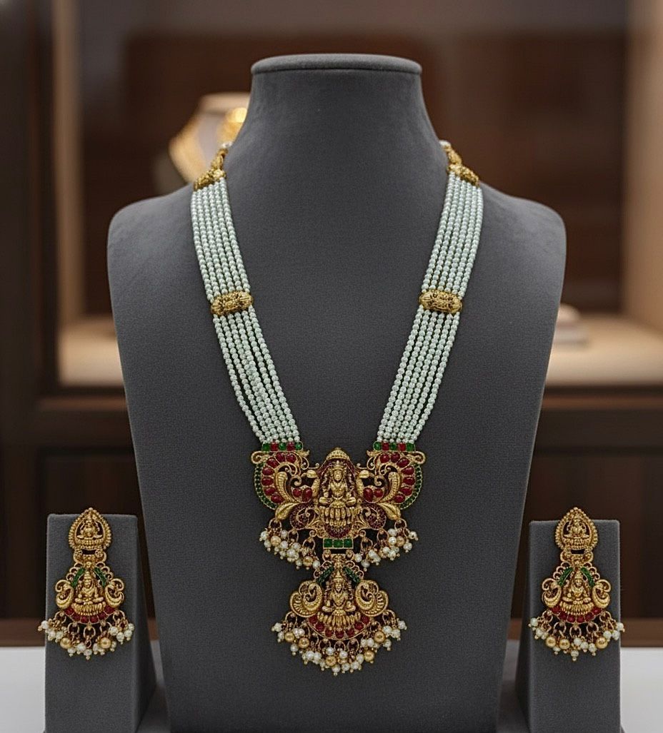 Traditional Design Temple Jewellery Set With Matching Earrings TM-474M.G