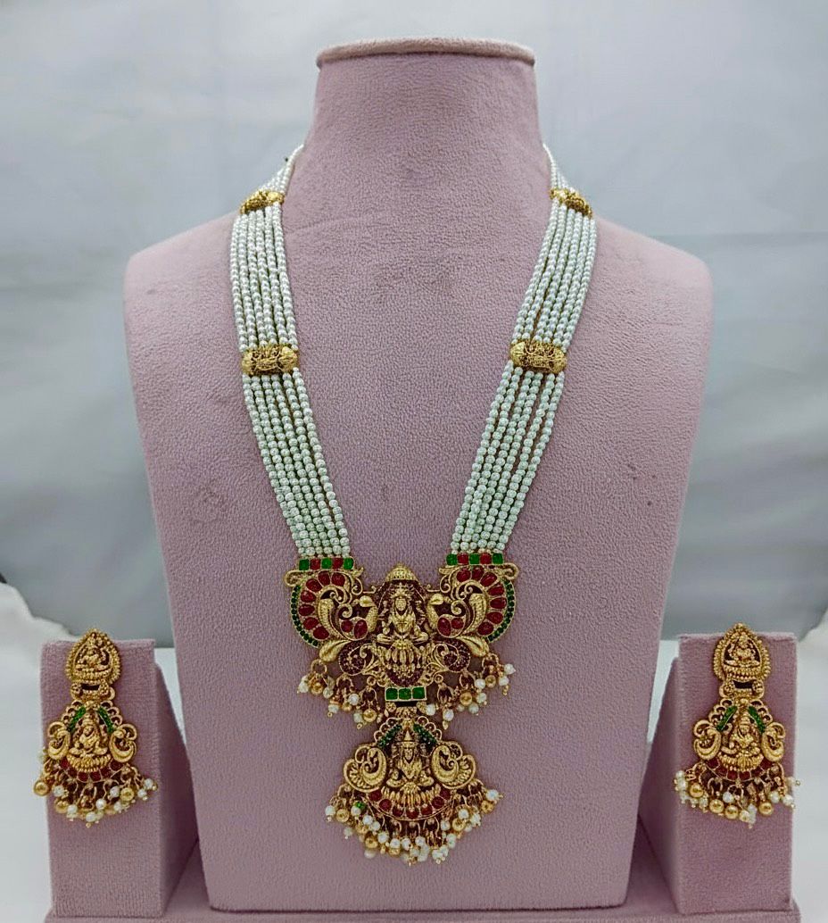 Traditional Design Temple Jewellery Set With Matching Earrings TM-474M.G