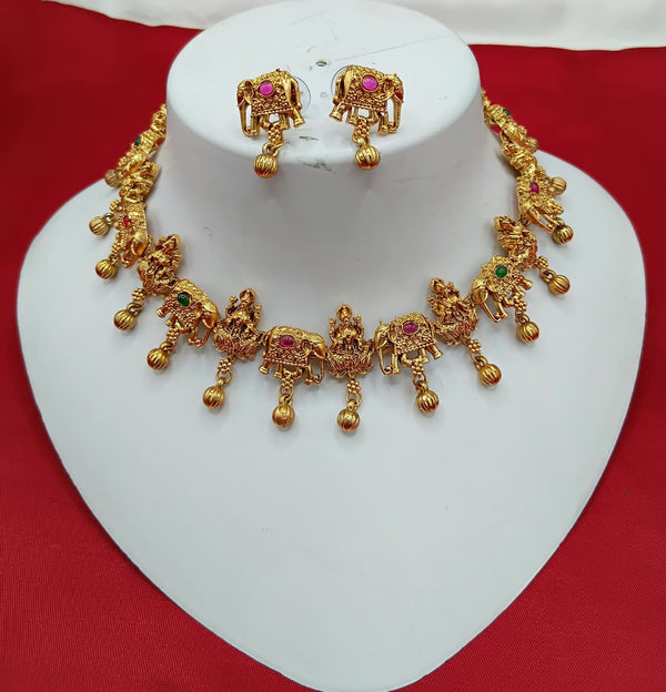 Tradional Temple necklace Jwellery Set With Matching Earrings