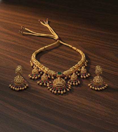 Traditional Long Pearl Beaded Jewellery Set with Matching Earrings TM481M.G_1