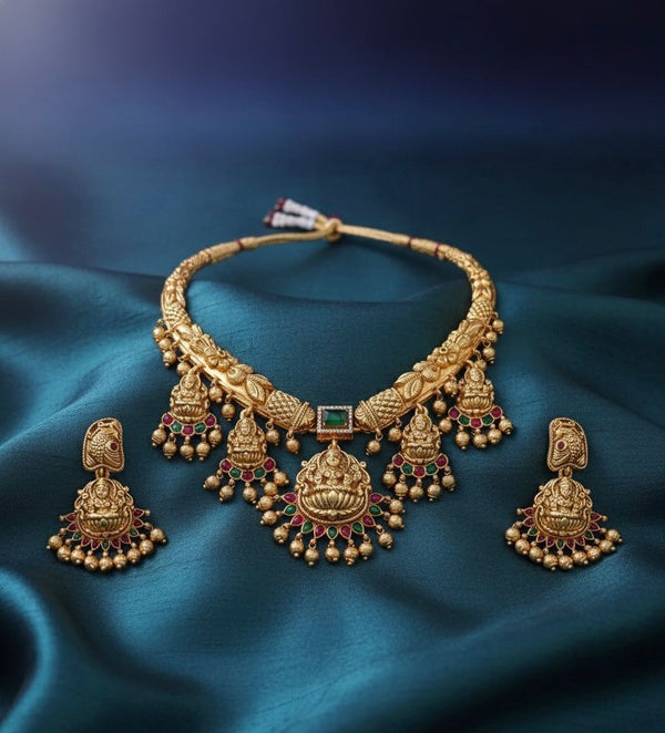 Traditional Long Pearl Beaded Jewellery Set with Matching Earrings TM481M.G_1