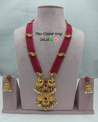 Traditional Design Temple Jewellery Set With Matching Earrings TM471RANI