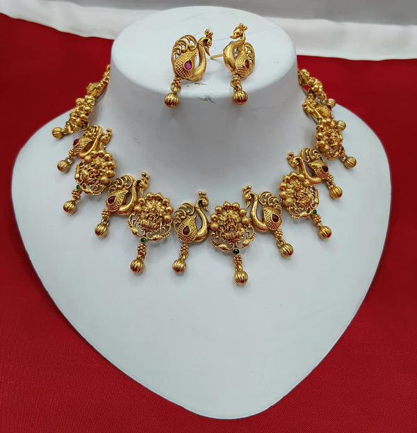 Tradional Temple necklace Jwellery Set With Matching Earrings -02