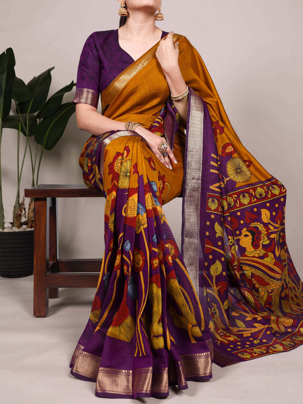Chanderi Silk Saree For Women | Blooming Floral Design Soft Touch