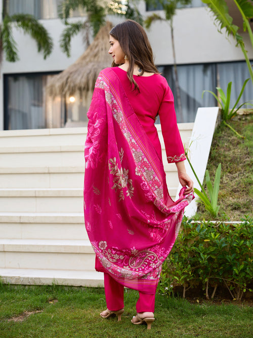 KURTI  WITH PANT & DUPATTA WF-BITS PINK