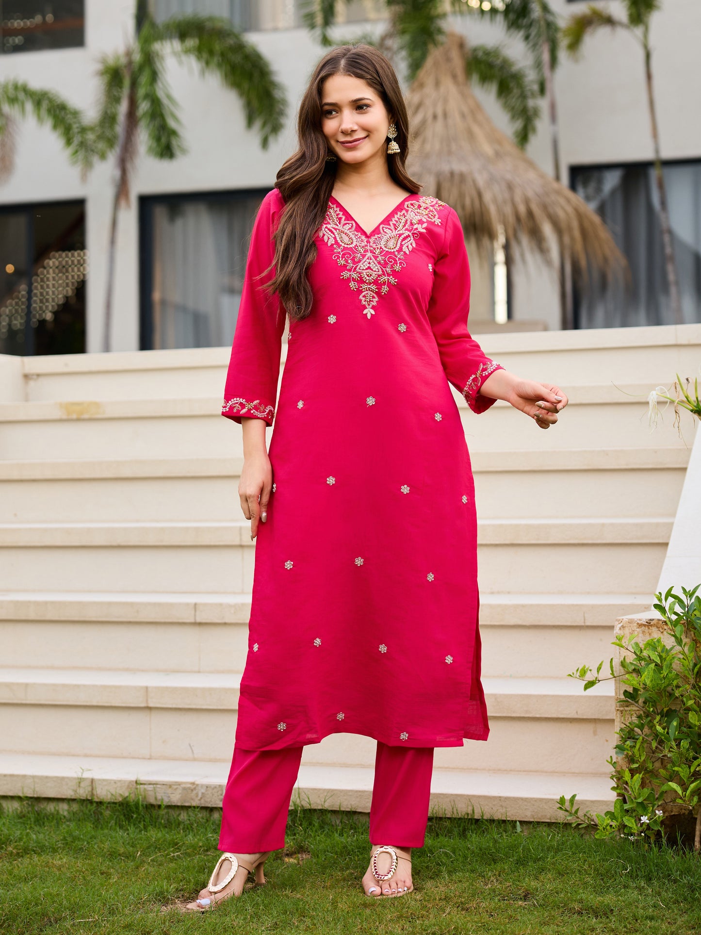 KURTI  WITH PANT & DUPATTA WF-BITS PINK