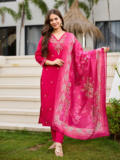 KURTI  WITH PANT & DUPATTA WF-BITS PINK