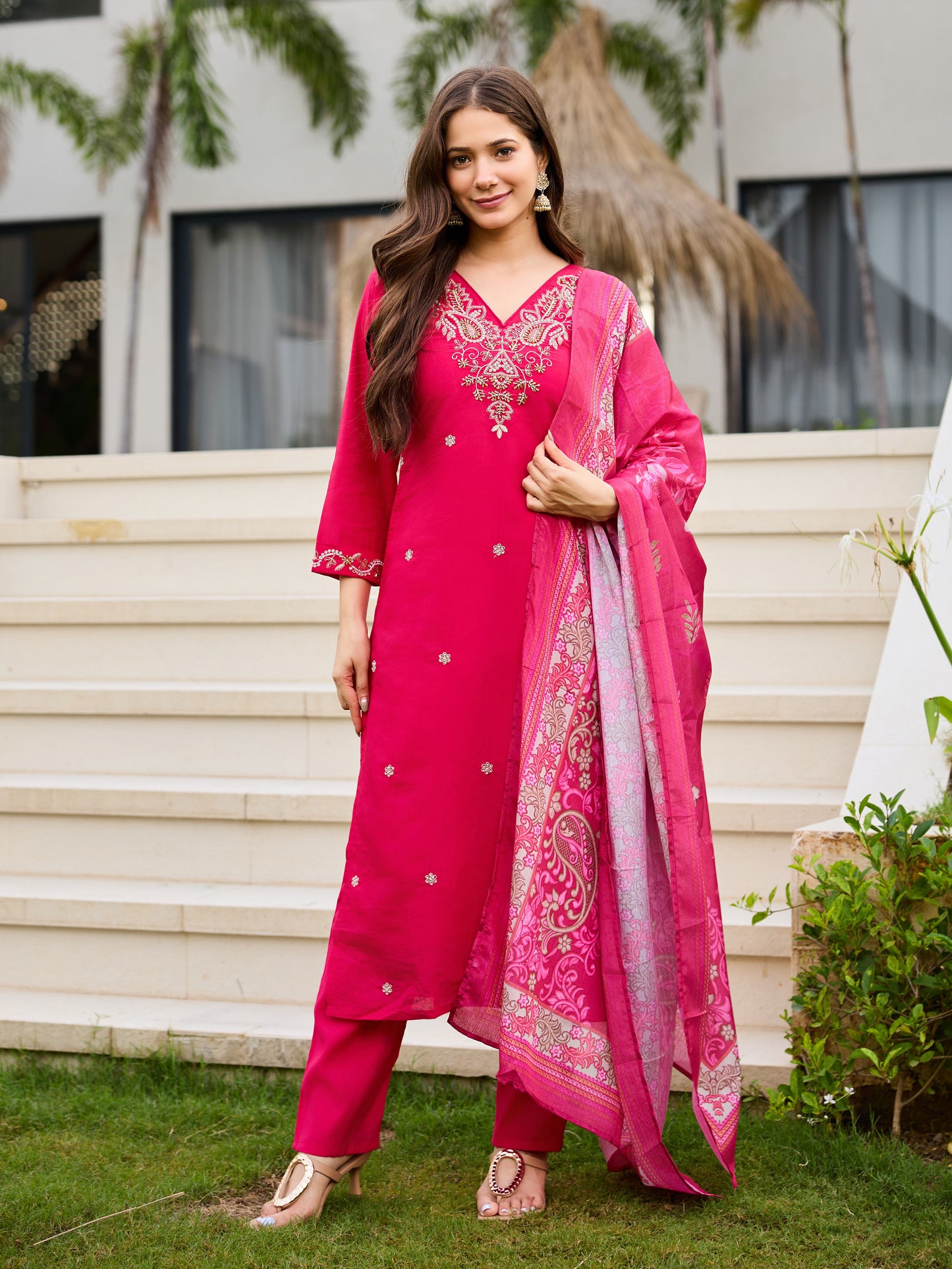 KURTI  WITH PANT & DUPATTA WF-BITS PINK