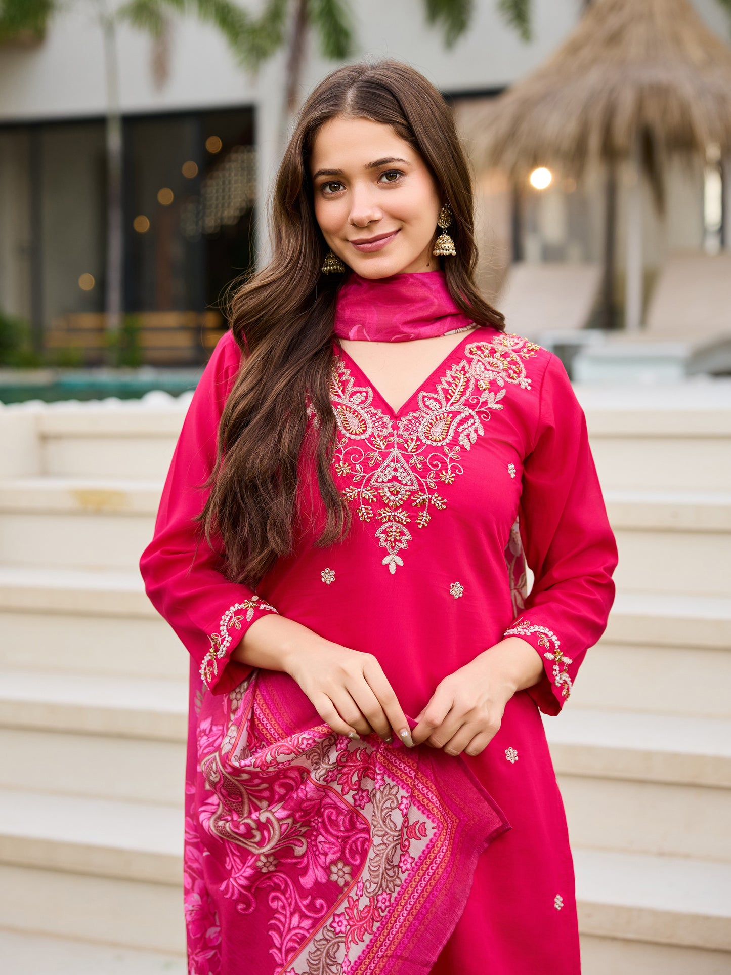 KURTI  WITH PANT & DUPATTA WF-BITS PINK
