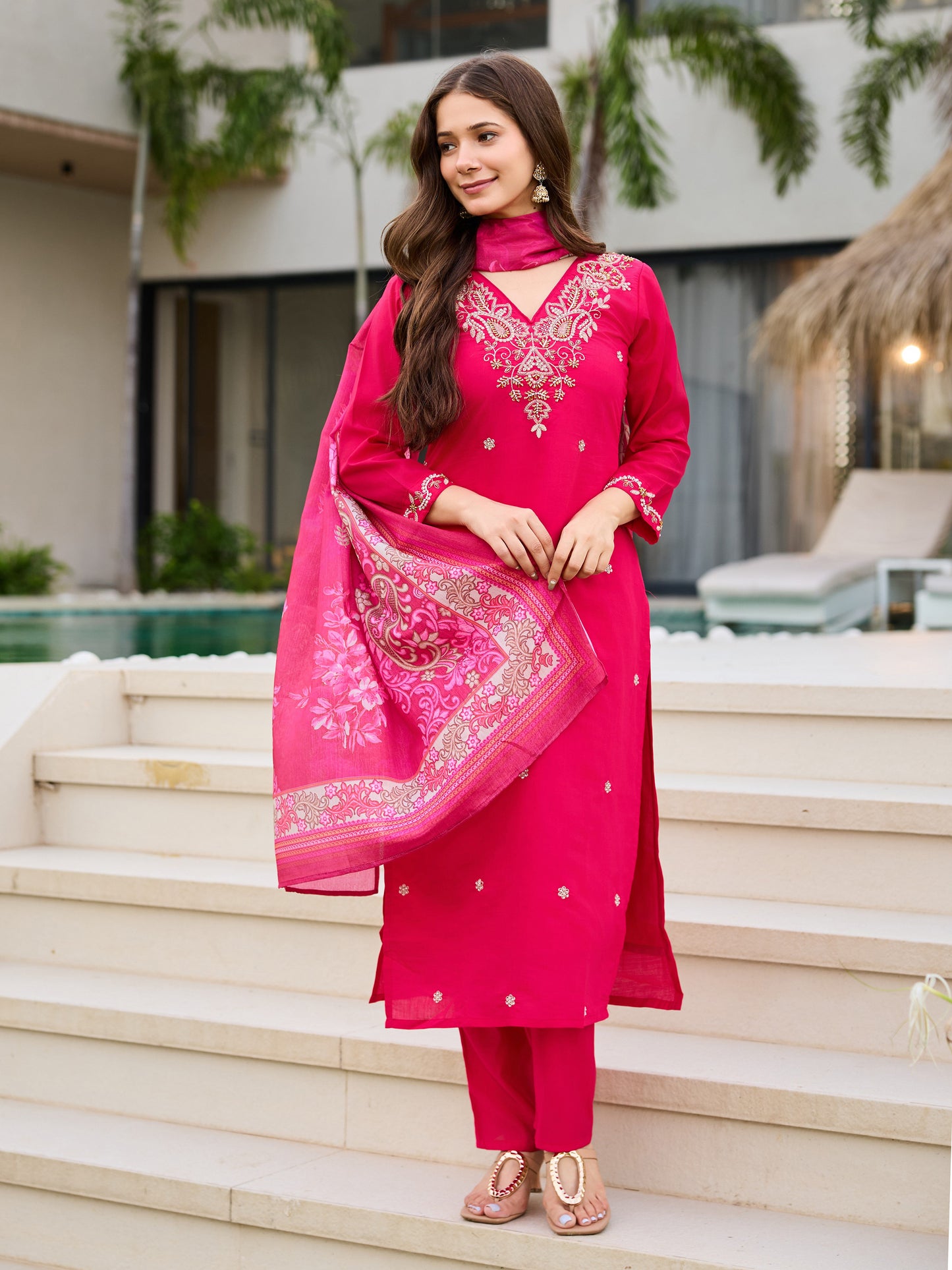 KURTI  WITH PANT & DUPATTA WF-BITS PINK