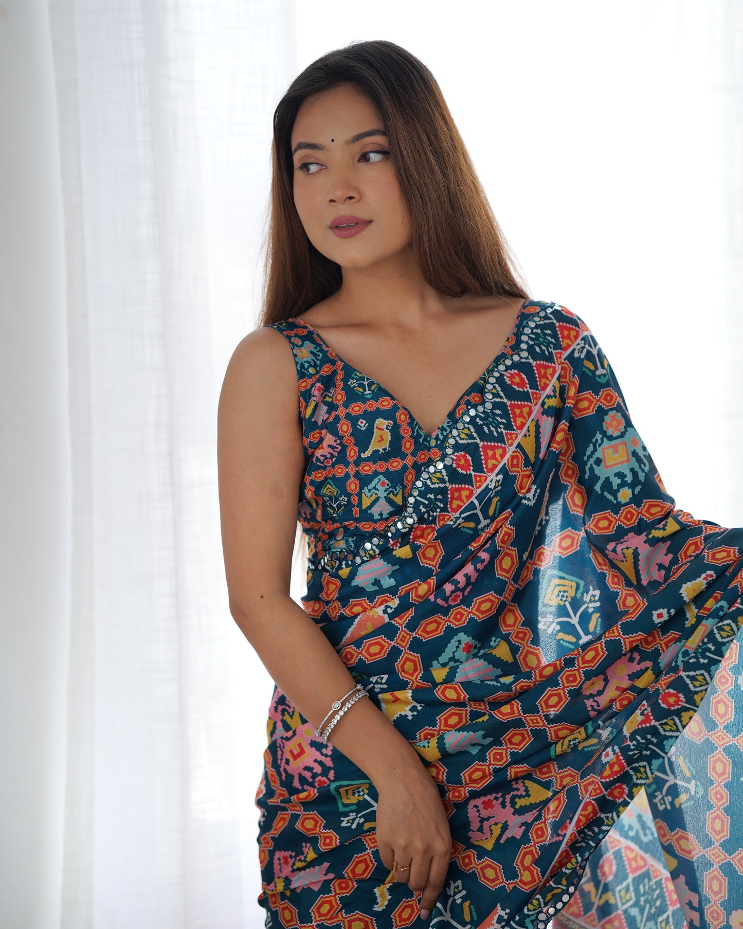 Heavy Chinnon  Saree With Unstitched Blouse DVS-12