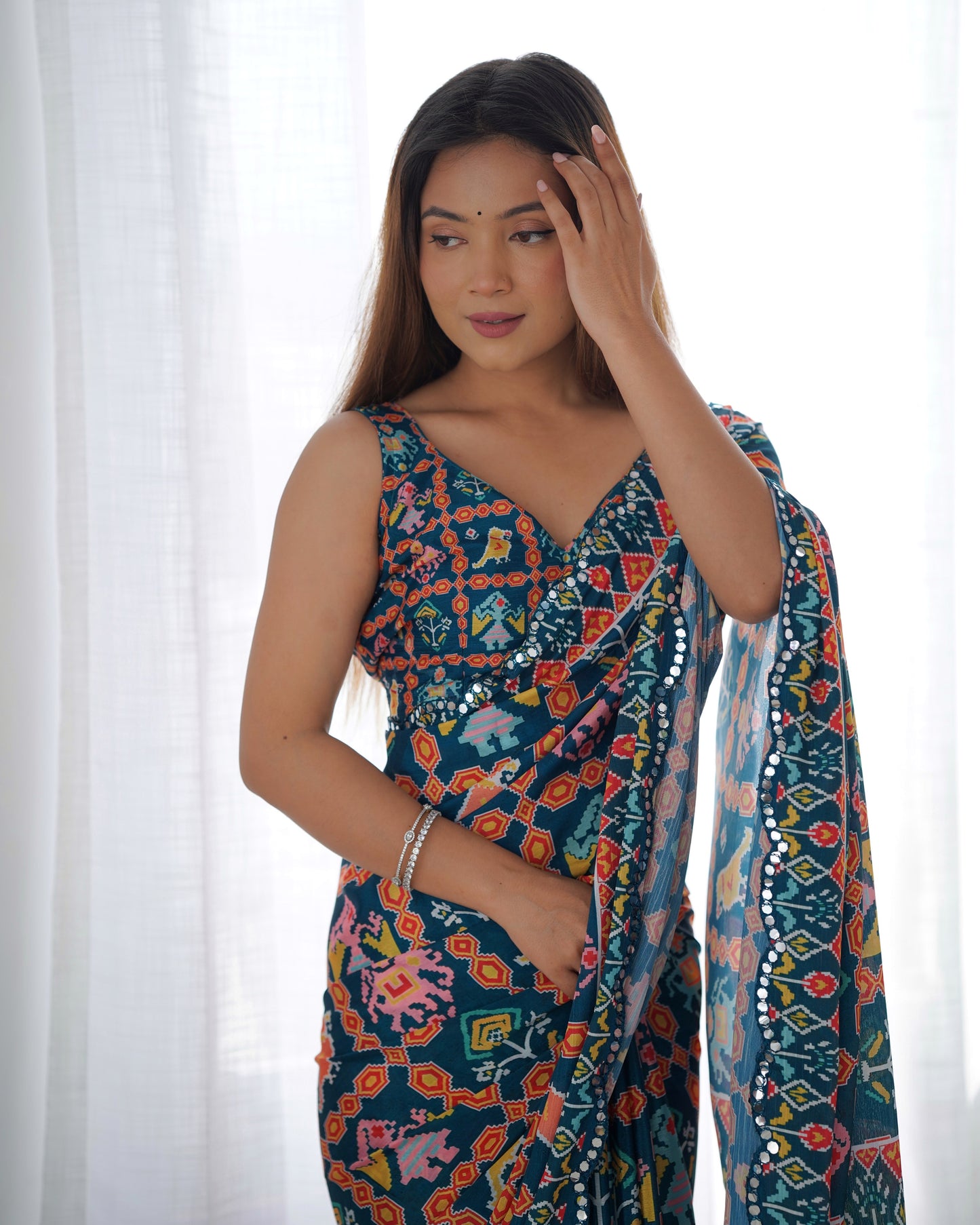 Heavy Chinnon  Saree With Unstitched Blouse DVS-12