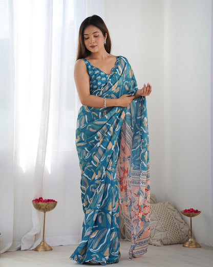 Heavy Chinnon  Saree With Unstitched Blouse DVS-13