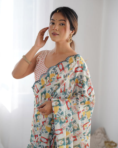 Heavy Chinnon  Saree With Unstitched Blouse DVS-15