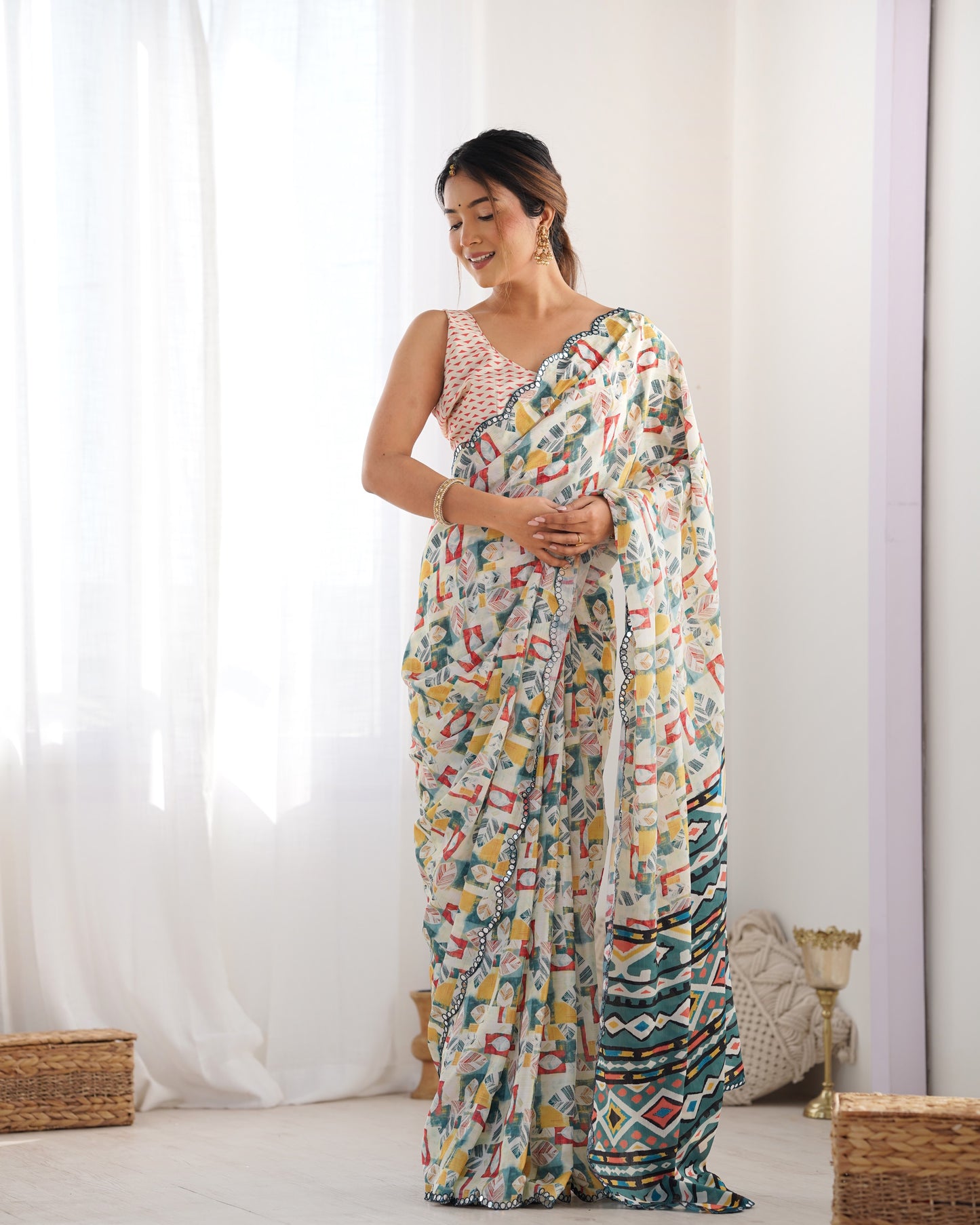 Heavy Chinnon  Saree With Unstitched Blouse DVS-15