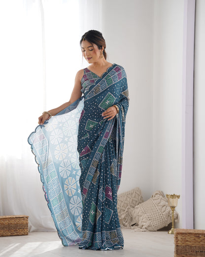 Heavy Chinnon  Saree With Unstitched Blouse DVS-17