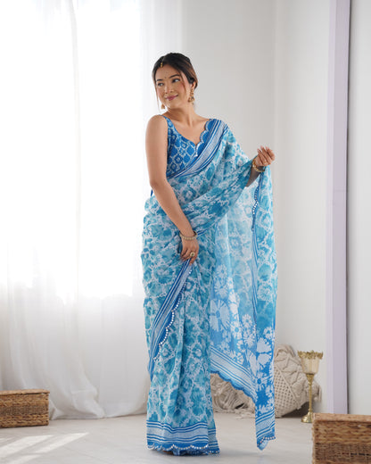 Heavy Chinnon  Saree With Unstitched Blouse DVS-21