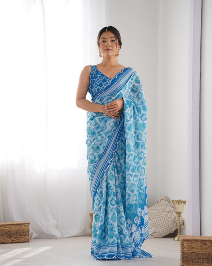 Heavy Chinnon  Saree With Unstitched Blouse DVS-21