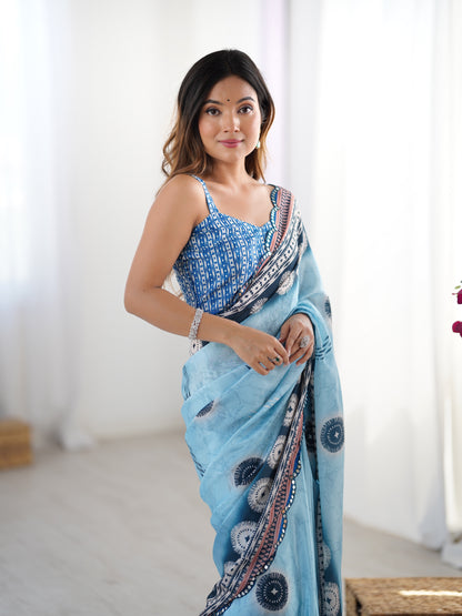 Heavy Chinnon  Saree With Unstitched Blouse DVS-25
