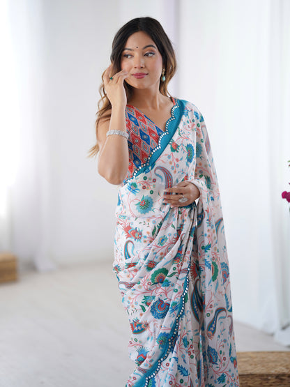 Heavy Chinnon  Saree With Unstitched Blouse DVS-28